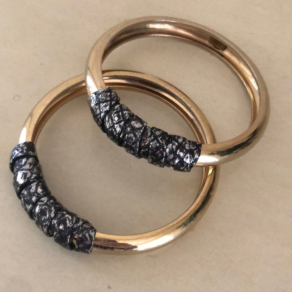 Kara Ross black Python Wrapped gold tone Bracelet